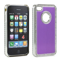 iPhone 4 4S Alumnium Diamond Chrome Case (Purple)